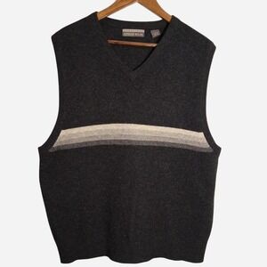 Mens 90s 2000s Structure Urban Wear gray & black lambswool sweater vest